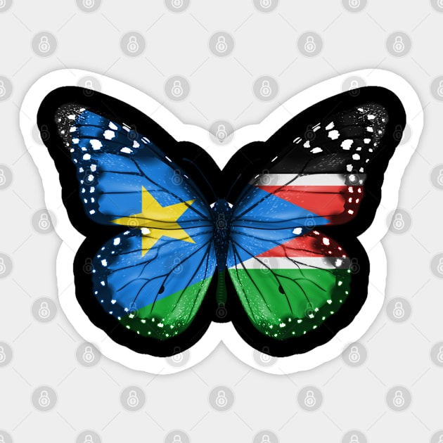 South Sudanese Flag  Butterfly - Gift for South Sudanese From South Sudan Sticker by Country Flags